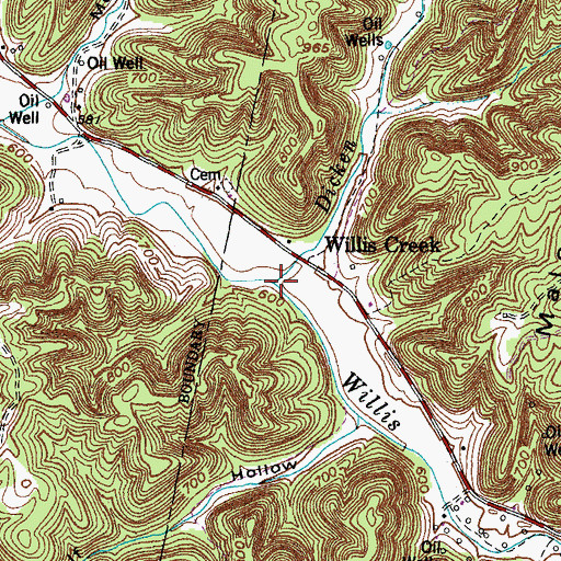 Topographic Map of Dicken Branch, KY