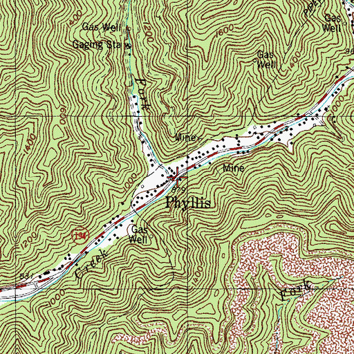Topographic Map of Dicks Fork, KY