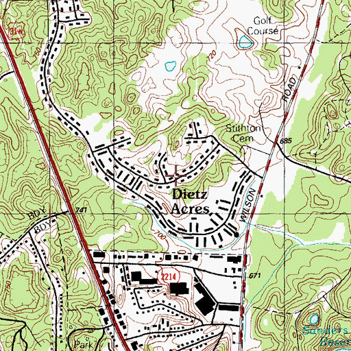 Topographic Map of Dietz Acres, KY