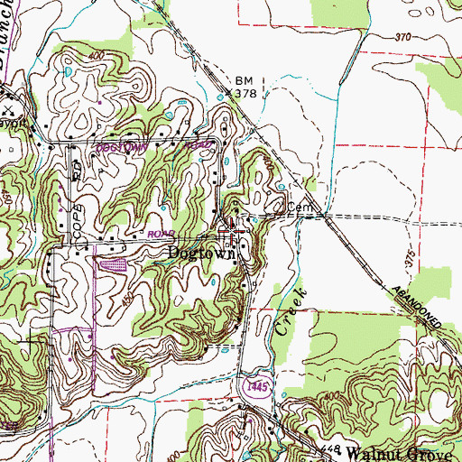 Topographic Map of Dogtown, KY