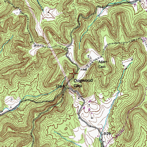 Topographic Map of Dogwood Gap, KY