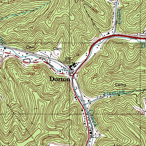 Topographic Map of Dorton Creek, KY