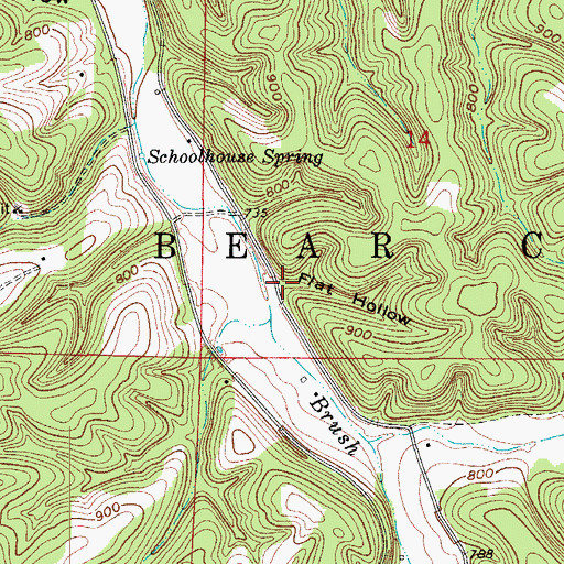 Topographic Map of Flat Hollow, AR