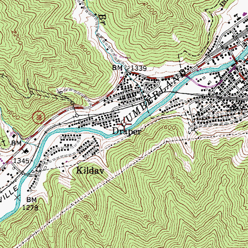 Topographic Map of Draper, KY
