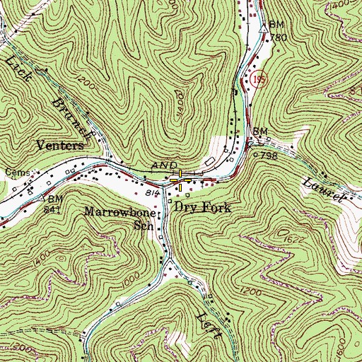Topographic Map of Dry Fork, KY