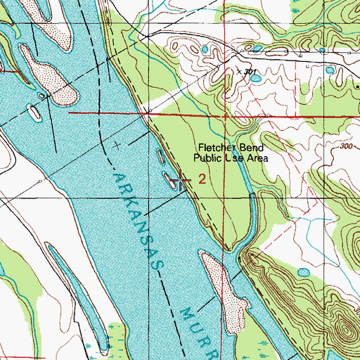 Topographic Map of Fletcher Bend Public Use Area, AR