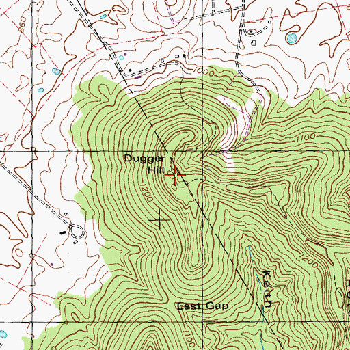 Topographic Map of Dugger Hill, KY
