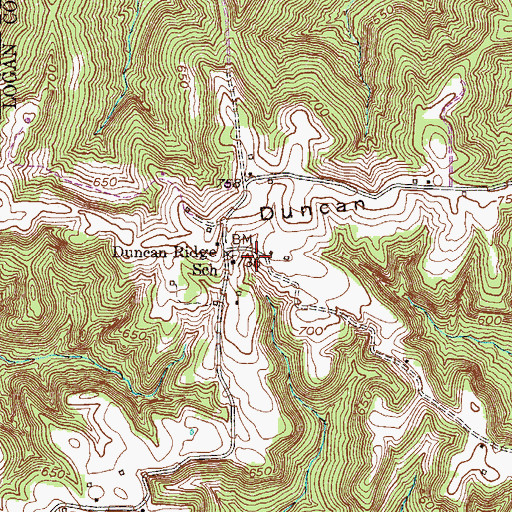 Topographic Map of Duncan Ridge School, KY