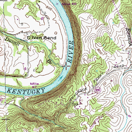 Topographic Map of Duvall Branch, KY
