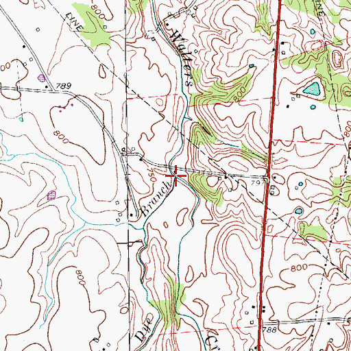 Topographic Map of Dye Branch, KY