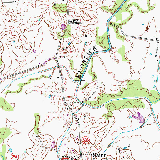 Topographic Map of East Fork Knoblick Creek, KY