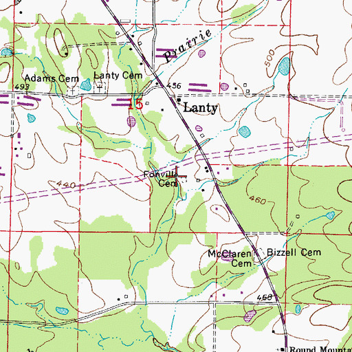 Topographic Map of Fonville Cemetery, AR