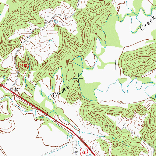 Topographic Map of East Prong Indian Camp Creek, KY