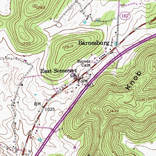 Topographic Map of East Somerset Church, KY