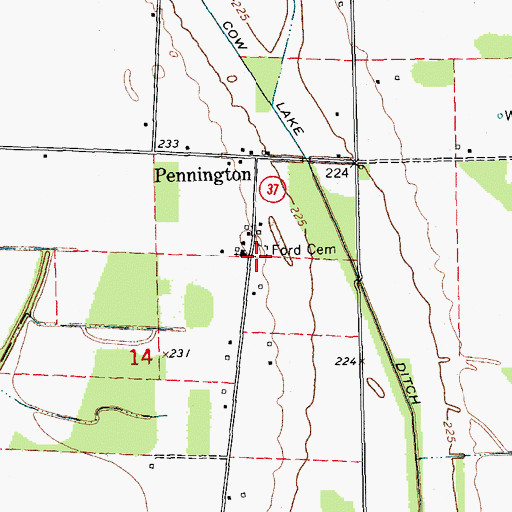Topographic Map of 'Bill' Ford Cemetery, AR