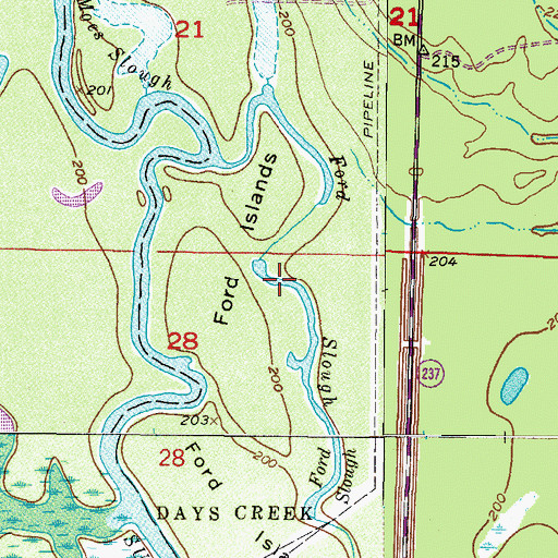 Topographic Map of Ford Slough, AR