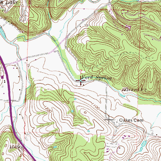 Topographic Map of Ford Spring, AR