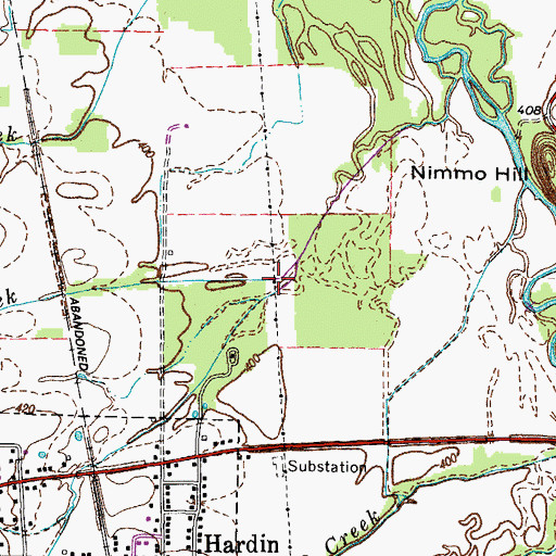 Topographic Map of Ellison Creek, KY