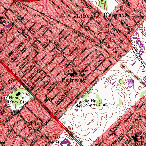 Topographic Map of Julia R Ewan Elementary School (historical), KY
