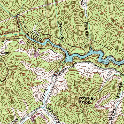 Topographic Map of Far Clifty Creek, KY