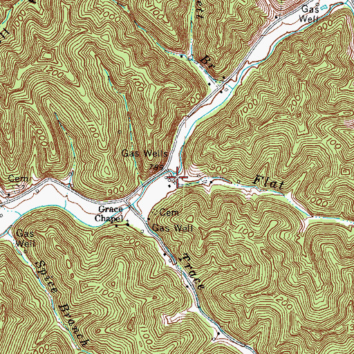 Topographic Map of Flat Branch, KY