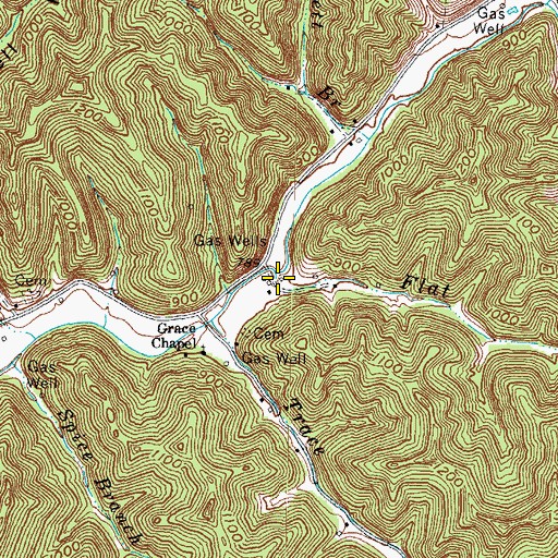Topographic Map of Flat Branch, KY