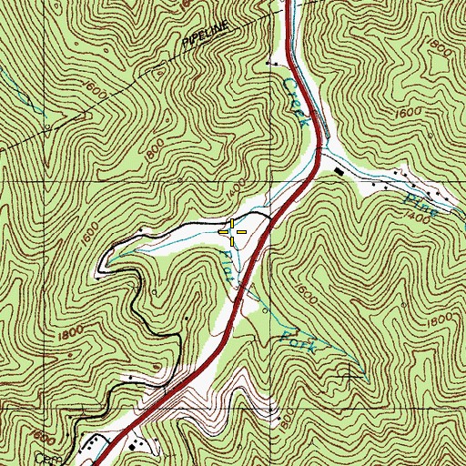 Topographic Map of Flat Fork, KY