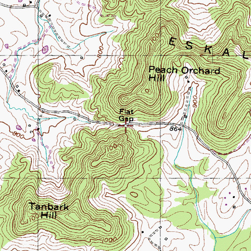 Topographic Map of Flat Gap, KY