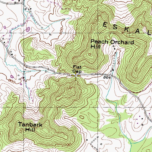 Topographic Map of Flat Gap, KY