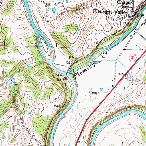Topographic Map of Fleming Creek, KY