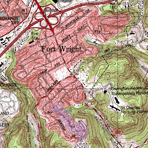 Topographic Map of Fort Wright, KY