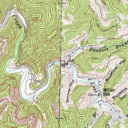 Topographic Map of Francis Branch, KY