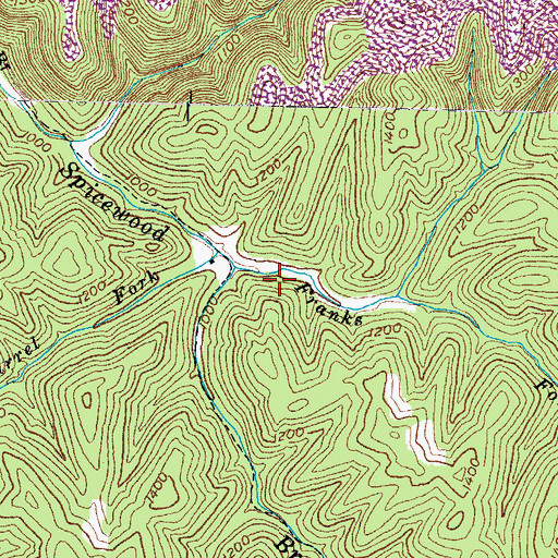 Topographic Map of Franks Fork, KY