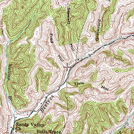 Topographic Map of Fred Hollow, KY
