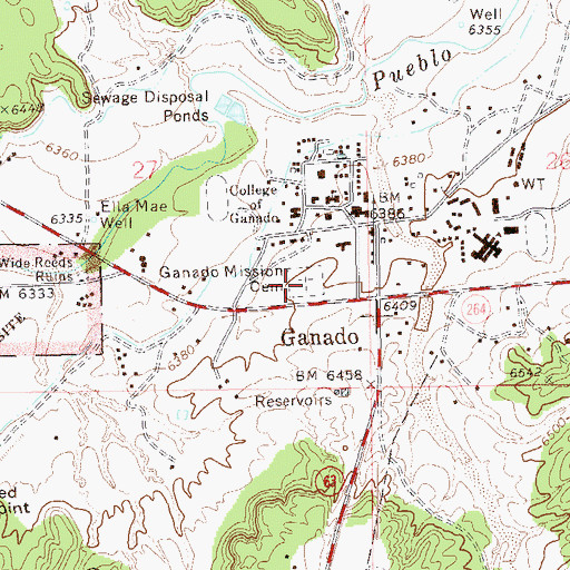 Topographic Map of Ganado Mission Cemetery, AZ