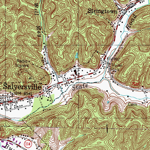 Topographic Map of Freewill Church, KY