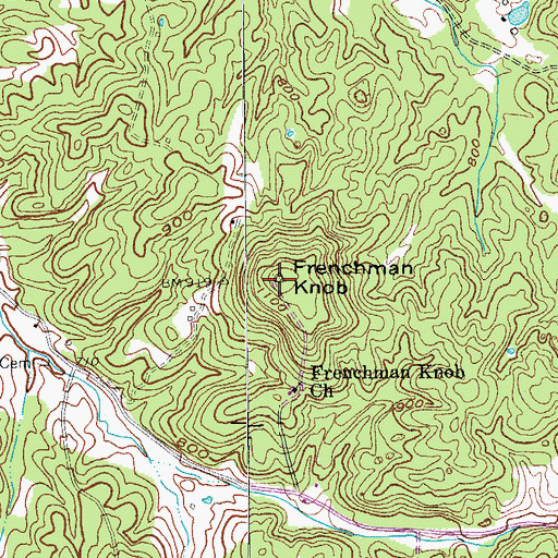 Topographic Map of Frenchman Knob, KY