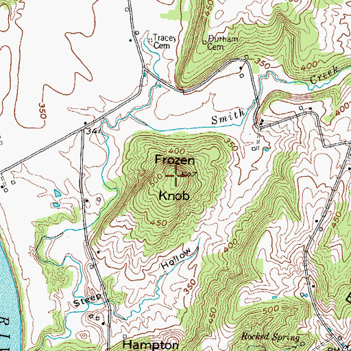 Topographic Map of Frozen Knob, KY