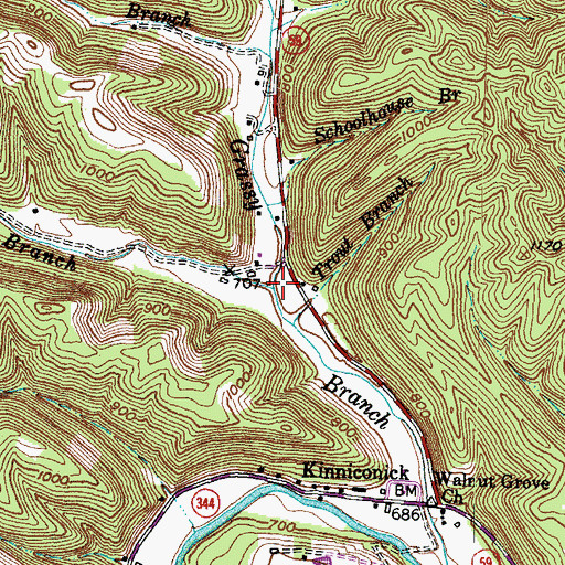 Topographic Map of Fuller Branch, KY