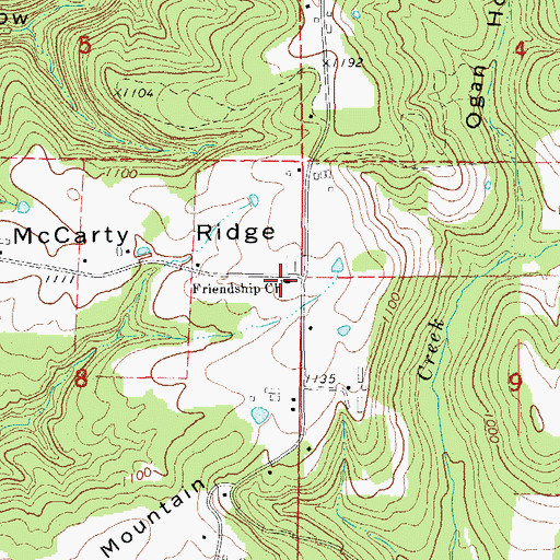 Topographic Map of Friendship Church, AR