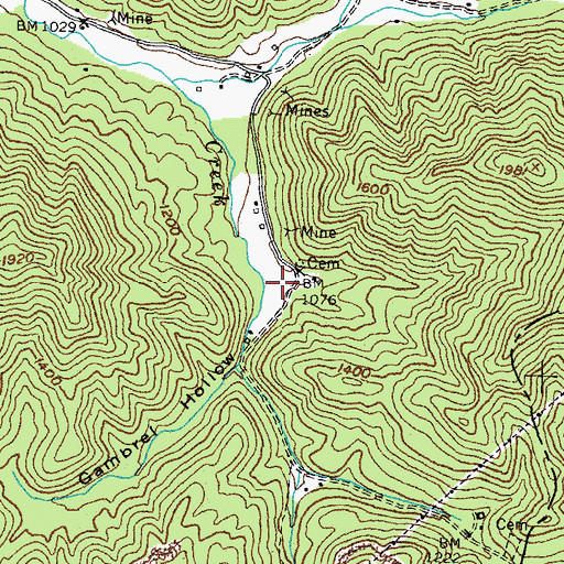 Topographic Map of Gambrel Hollow, KY