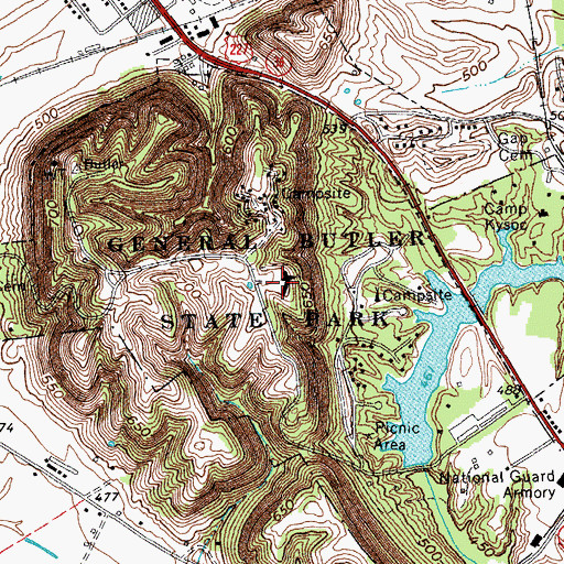 Topographic Map of General Butler State Park, KY