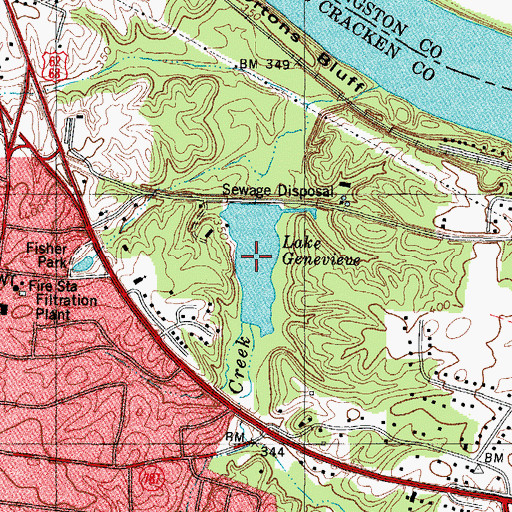 Topographic Map of Lake Genevieve, KY