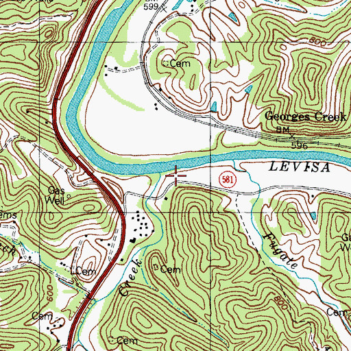 Topographic Map of Georges Creek, KY