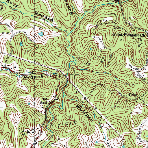Topographic Map of Gillum Branch, KY