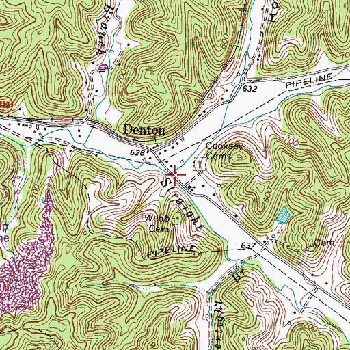 Topographic Map of Glancy Fork, KY
