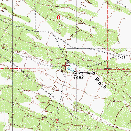 Topographic Map of Garambolo Tank, AZ