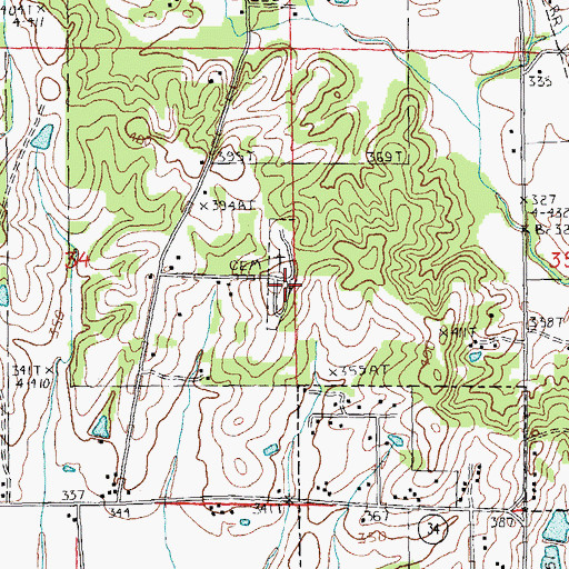 Topographic Map of Gainesville Cemetery, AR