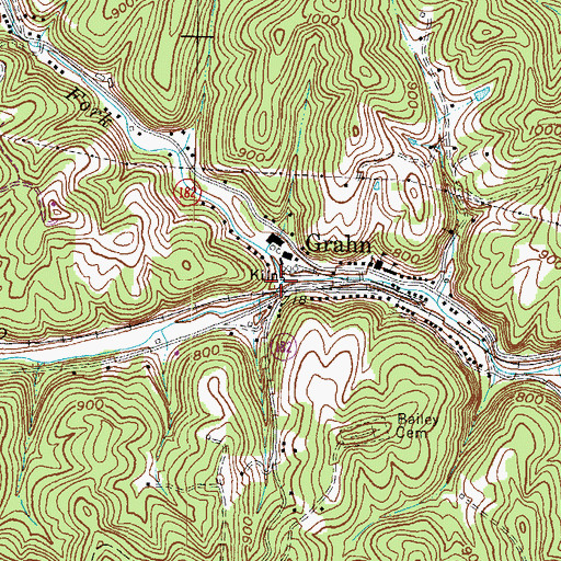 Topographic Map of Grahn Fork, KY