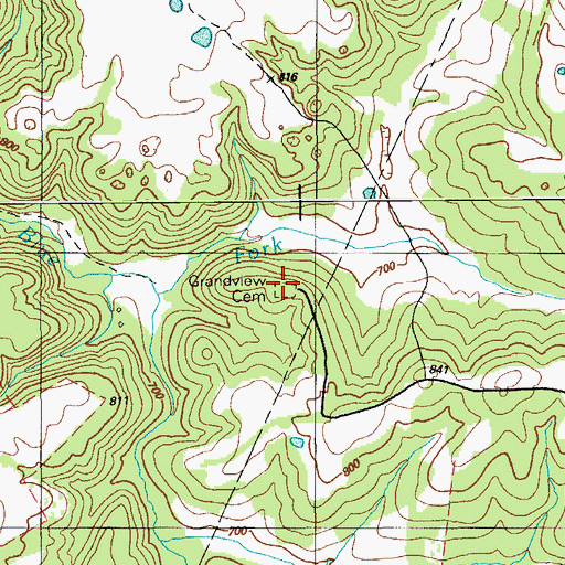 Topographic Map of Grandview Cemetery, KY
